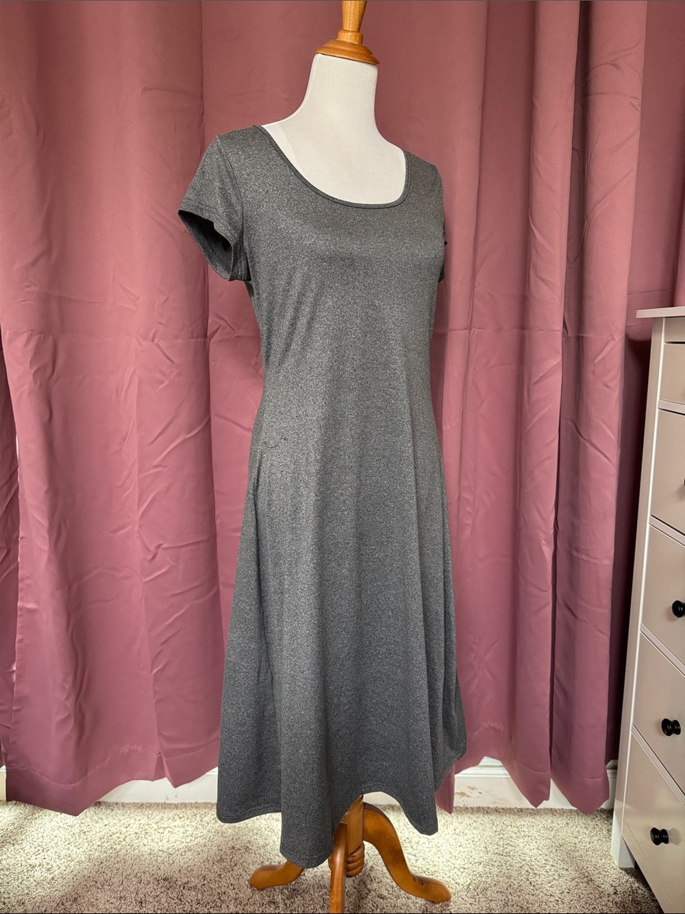 NWOT SHEIN Slate Gray Scoop Neck Midi Dress